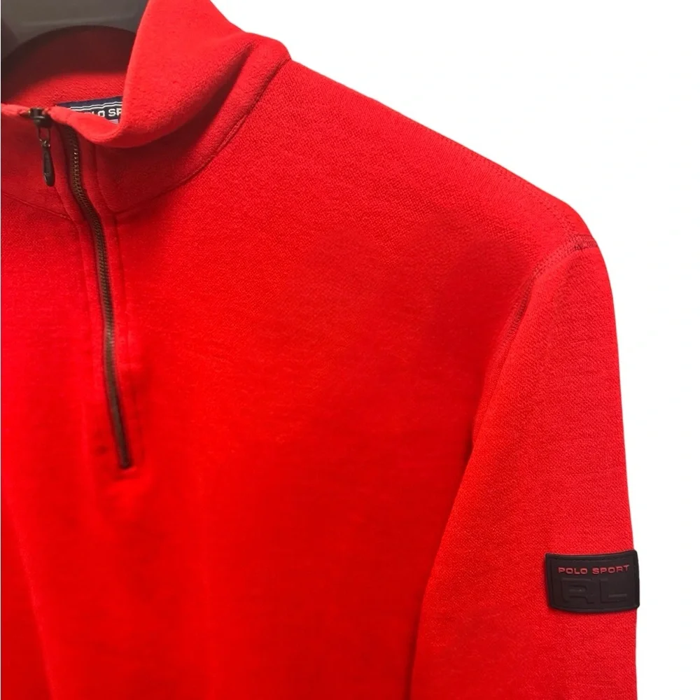 POLO SPORT Ralph Lauren Mid-90s Red Quarter-Zip Fleece Pullover Sweater Sz XL